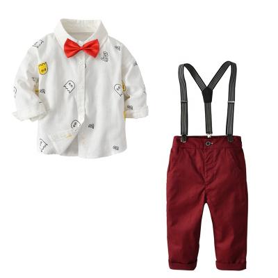 China 2019 1-7 Year Cotton Casual Fashion Long Sleeve Shirt+Pants Boy Formal Clothes Sets Toddler Wedding Suits Kids Boutique Clothes for sale