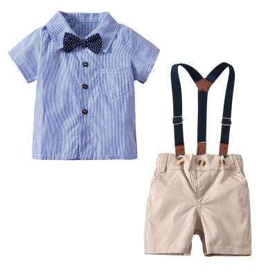 China 2018 kids boutique clothing 2018 suspenders shorts romper anti-shrink shirt 2 piece set baby boy clothes newborn baby wedding suits for sale