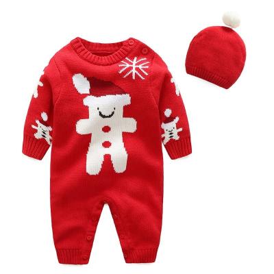 China Long Rise + Hat Long Sleeve Santa Claus Toddler Boy Jumpsuit Christmas Romper Newborn Baby Clothes 2 Piece Set Wholesale for sale