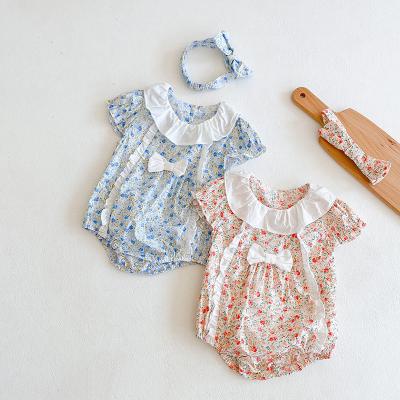 China Wholesale Eco-Friendly Summer Floral Newborn Baby Romper Clothes Cute Ruffle Collar Baby Jumpsuit for sale