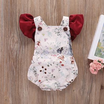 China 2022 Newest Summer Floral Bubble Babies Sleeve Romper Deer Short Cute Newborn Infant Animals Girl Teams Wholesale for sale