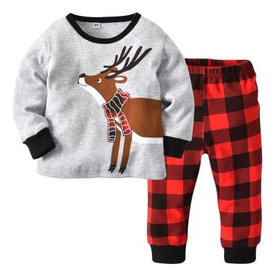 China Christmas Children Deer Plaid Outfit Boutique Winter Breathable Wholesale Personalized Children Pajamas for sale