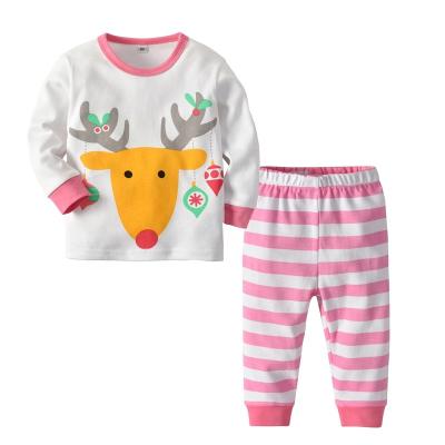 China 2019 Fashion Newborn Baby Clothes Breathable Home Clothes 2 Pcs Outfit Cartoon Deer Printing Pajamas (top+pants) Whoelsale for sale