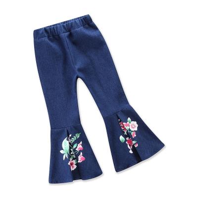 China Autumn Girls Cowboy Floral Print Flared Pants Kids Anti-Static Pants Leggings 2-6Y Girls Pantyhose for sale