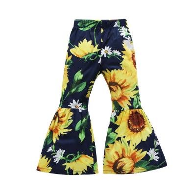 China Anti-Static Girl Pants 1Y-6Y Fashion Toddler Kids Babies Casual Sunflower Bell Bottom Pants Pants for sale