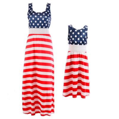 China Family Matching Dress QUICK DRY Summer Mommy and Me 4th of July Long Dress for sale