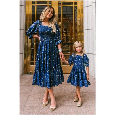 China Custom Made Casual Mommy and Me Washable Matching Dress Matching Dresses Summer Elegant Family Outfits for sale