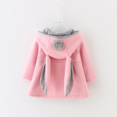 China Cute Breathable Rabbit Ear Hooded Girls Coat Top Children Autumn Winter Warm Kids Jacket Outerwear New Spring Where Clothing Baby Complements Girl Coats for sale