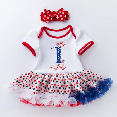 China Washable Baby Girls Newborn Infant Girls 4th of July Tutu Dress Clothes Independence Day Summer Clothing Sets for sale