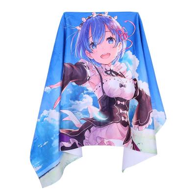 China Solid Color Transfer Polyester Cotton Thermal Cartoon Anime Printing Towel Anime Kids Personalized Beach Bath Towels for sale