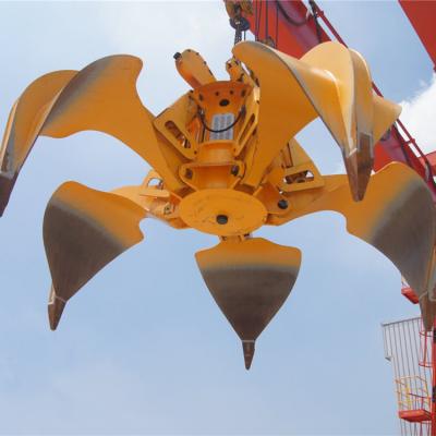 China MHPG-3 Port Hydraulic Electric Motor Kissed Type 14ton Grapple For Crane Orange Peel Grab Clamps for sale