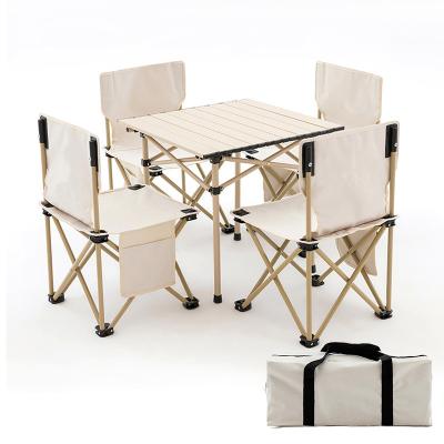 China Modern Outdoor Camping Folding Table And Chair Aluminum Alloy Portable Foldable BBQ Picnic Table And Chairs Set for sale