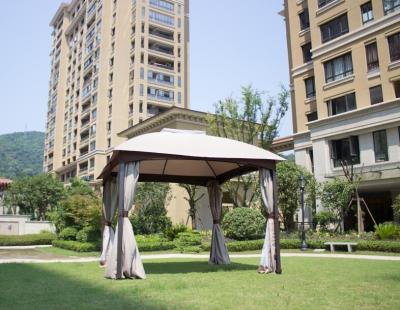 China Modern Outdoor Luxury Gazebo 3x3M Double Roof Metal Gazebo With Sidewalls And Mosquito Netting for sale