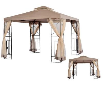 China Modern Panel Metal Gazebo 3x3M With Polyester Roof Cover And Mosquito Netting For Sidewalls for sale