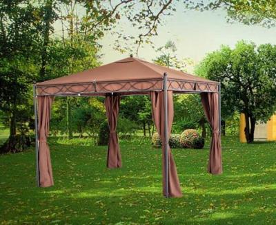 China Modern Garden Metal Gazebo 3x3M Outdoor Steel Gazebo with Polyester Top Hood and Sidewalls for sale