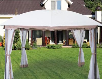 China Modern 3.5x3.5M Outdoor Metal Gazebo with Polyester Top Cover and Mosuito Netting for Sidewalls for sale