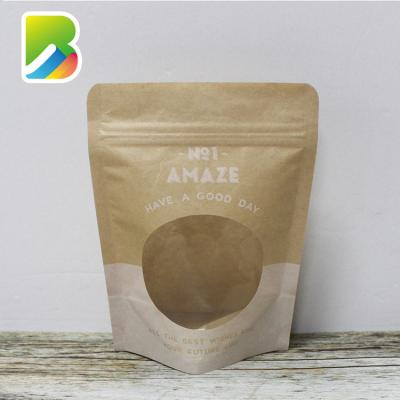 China Recycled Materials Wholesale Biodegradable Brown Kraft Paper Bags Zipper Tea / Food Packaging Stand Up Paper Ziplock Bag for sale