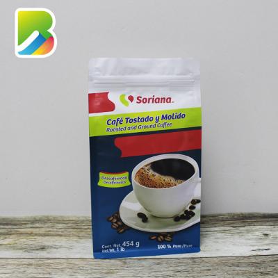 China Food Coffee Bags With Valve Wholesale Hot Sale Classic Flat Bottom Coffee Sachet Bag With Zipper Valve Foils Food Grade Coffee Bags for sale