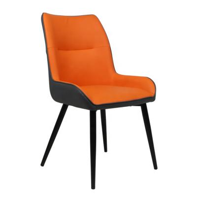 China Cozy Comfortable Seat Orange Home Furniture Restaurant Lobby PU Leather Dining Chair for sale