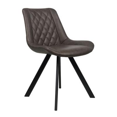 China Comfortable PU Furniture Metal Legs Backrest Seat Light Luxury Stitched Leather Dining Chair for sale