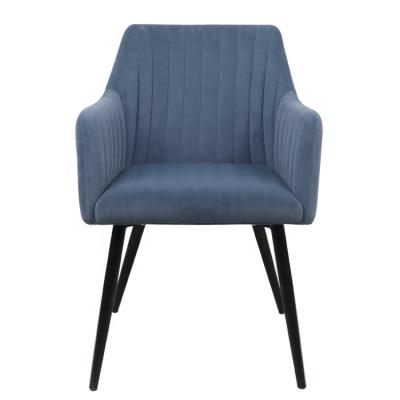 China Comfortable Retro Blue Waiting Room Chair Velvet Material Leisure Dining Chair for sale