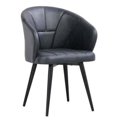 China Zhejiang Huzhou Factory Comfortable Black PU Leather Leisure Dining Chair With Backrest for sale