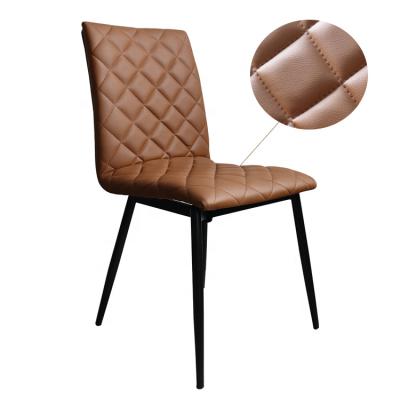 China PU Metal Frame Comfortable Leather Material Upholstery Fabrics Backrest Dining Room Chairs for sale