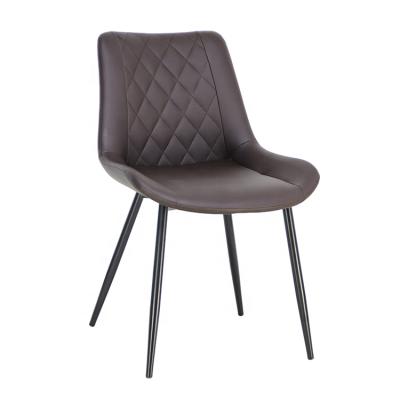 China Comfortable Seat New Design Quilted Backrest Pu Dining Chair With Metal Legs for sale