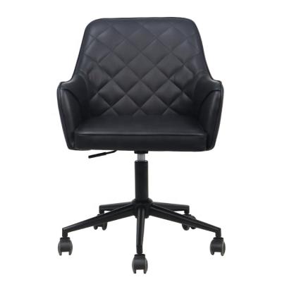 China Executive Stretch Knurls High Back PU Office Rotation Chrome Plating Black Leather Chair for sale