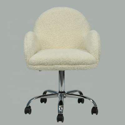 China Cute Design Lambswool Leisure Office Revolving Chair With Wheels Backrest for sale