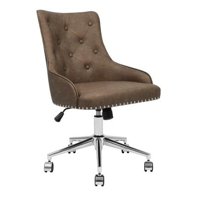 China Commercial PU Lobby Rivet Design Ergonomic Balance Vintage Leather Leisure Office Rotating Chair for sale