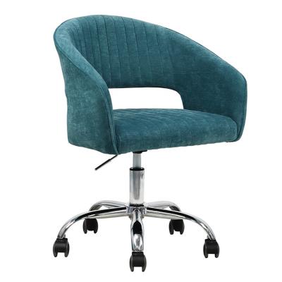 China Modern Soft Back Height Adjustable Velvet Office Swivel Chair With Wheels for sale