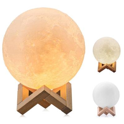 China Smart Light Sensor Control Led Night Light 3D Printing Moon Lamp Dimmable Touch Control Moon Night Light for sale