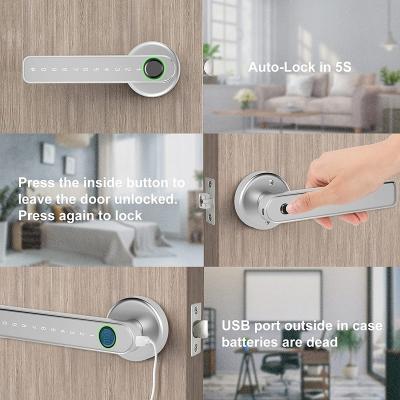 China Zinc Alloy Waterproof Smart APP Door Lock Aluminum Fingerprint LockWIFI Inside Keyless Digital Handle Tuya Smart Lock for sale