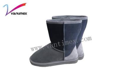 China Cow suede winter Plush Womens Luxury Boots with contrast color for sale