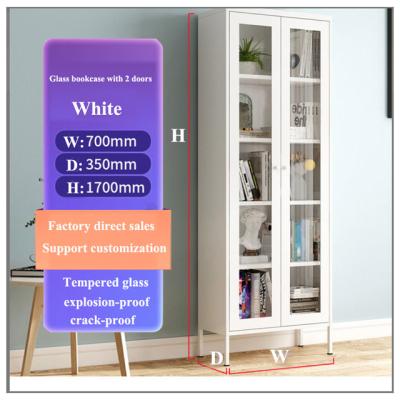 China Nordic Adjustable Bookcase Cabinet Living Room Metal Cupboards Door Display Cabinet (The Other) Glass Storage Cabinet for sale