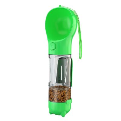 China Durable Outdoor Plastic Recycling Dispenser Dog Water Bottle Travel Drinks 300ml Feeder With Eco-friend Poop Bag Safe For Dog for sale