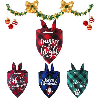 China Sustainable Fabric High Quality Cotton Pets Christmas Design Dog Bandana Single Layer Size 65x45x45cm for sale