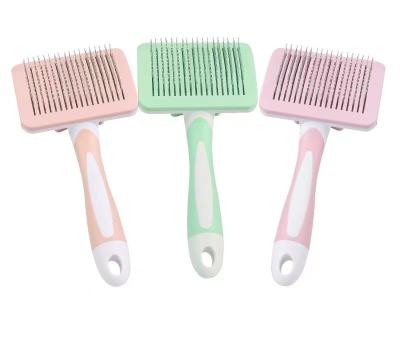 China Viable Press Stainless Steel Needle Pet Deshedding Brush Hair Removal Dog Comb Wholesale Pet Grooming Brush for sale