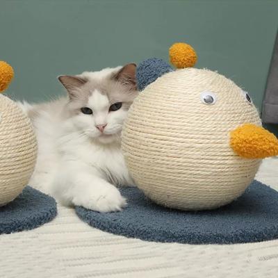 China Non-slip Cartoon Duck Cat Scratcher Ball Cat Toy Cute Sisal Cat Climbing Frame Stable Viable Hot Sale for sale