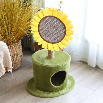 China Solid Wood Stable Viable Cat Round Sunflower Pet House Cat Tree Scratcher from Cat Tree Tower Luxury Safe for sale