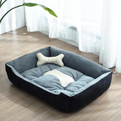 China Factory Wholesale Autumn Winter Pets Dog Cats Saving Durable Rectangle Soft Plush Washable Cat Dog Bed for sale