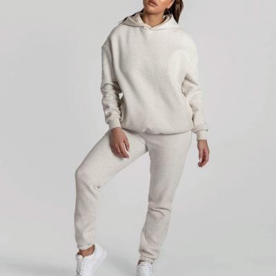 China White Breathable Oversized Pullover Long Sleeve Polyester Cotton Sweatshirt Set Hoodie OEM Unisex Hoodies for sale