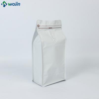 China Good Quality Food Eight Side Seal Flat Bottom Bag With Zipper Coffee Packaging Bag for sale