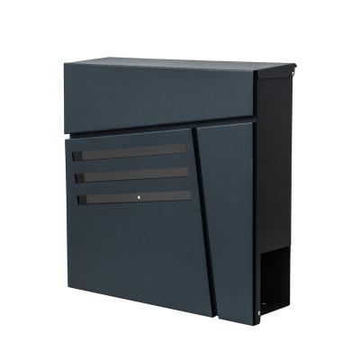 China China Supplier Wall Mounted Black Galvanized Steel Lockable Mailbox Newspaper Rack Sending Box for sale