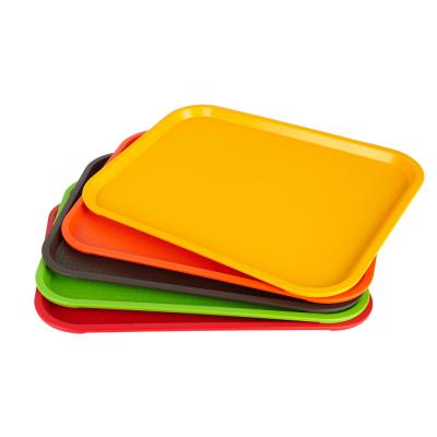 China PP BPA Free Wholesale Multicolor 14 x 18 Inches Fast Food Plastic Stackable Rectangular Serving Tray for sale