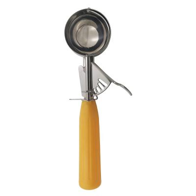 China 1.625 oz Viable Yellow #20 Handle 18/8 Stainless Steel Ice Cream Scoop Scoop Inch Press Cookie Dough for sale