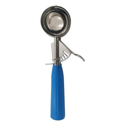 China Factory Wholesale #16 Viable Handle 18/8 Stainless Steel Blue Spoon 2 oz Inch Dishers Ice Cream Press for sale