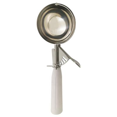 China Viable Large Size White #6 Handle 5.33 oz 304 Inch Ice Cream Press Scoop Stainless Steel Scoop for sale