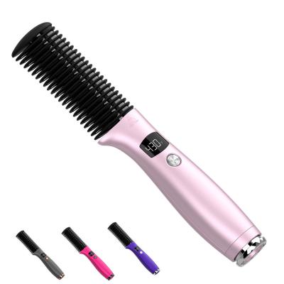 China Wholesale Detachable Cord Hair Straightener Control Brush Cord Fast Heating Sweeps Hair Straightening Electric Brush Digital Comb for sale